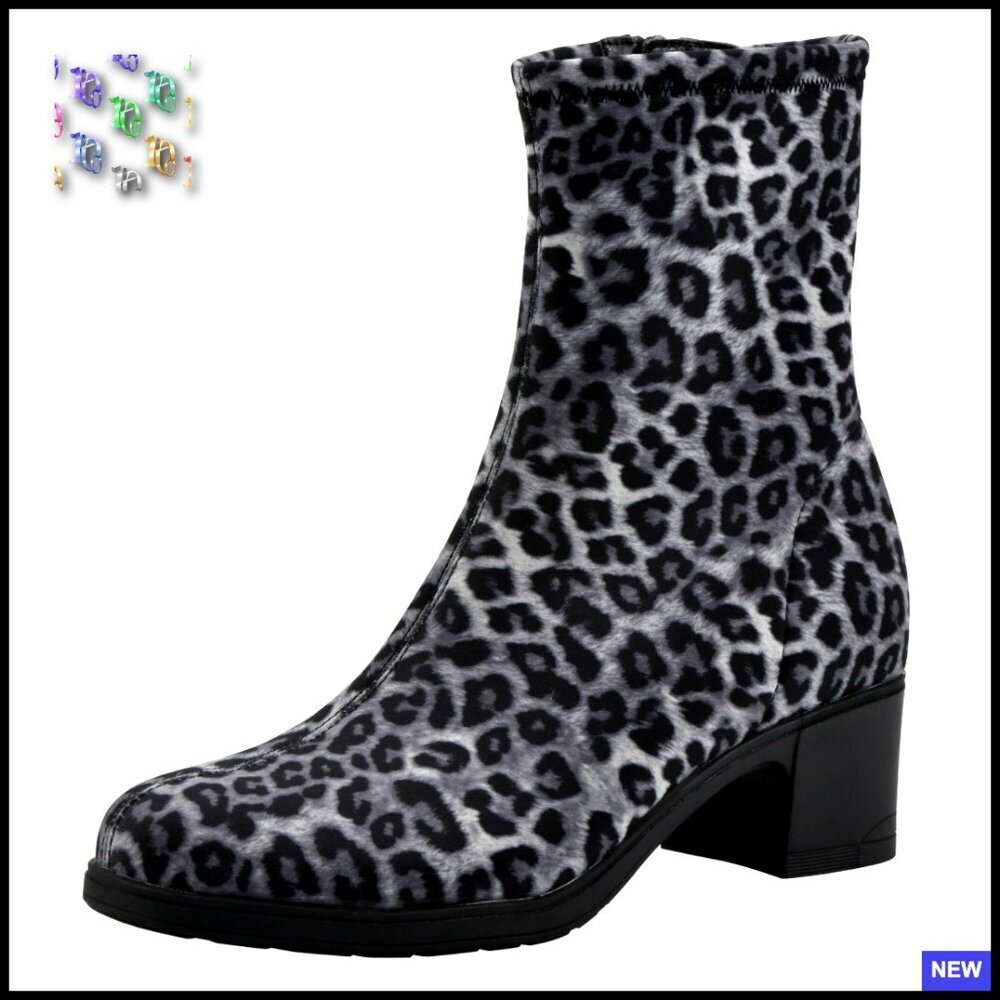 Cushioned Block Heel Bootie Ankle Boots Stretch Material Dressy Comfort
